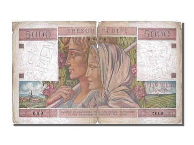 Banknot, Francja, 5000 Francs, 1955-1963 Treasury,