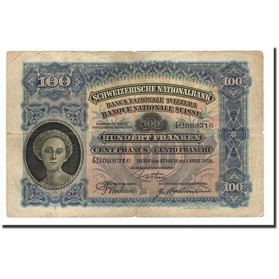 Banknot, Szwajcaria, 100 Franken, 1924-49, 1924-04