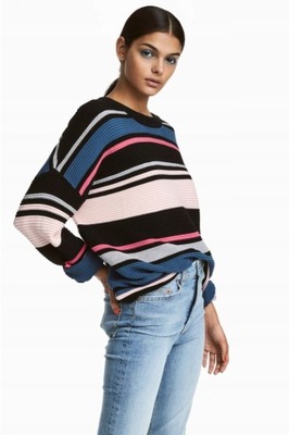 H&M HM Sweter w prążki prążkowany damski 36 S