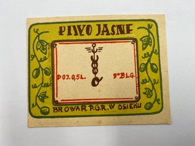 Etykieta piwo jasne Browar P.G.R. w Osieku