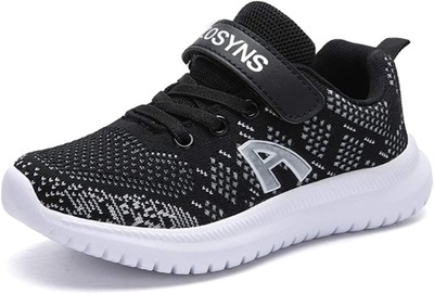 Buty Sportowe Sneakersy Dziecięce Siatka Rzepy 29 Czarne