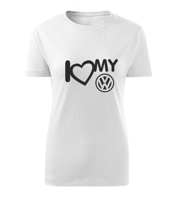 Koszulka T-shirt damska D230 I LOVE MY VW biała rozm 3XL