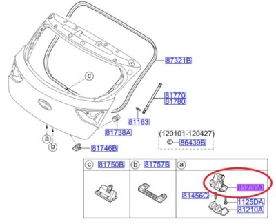 Замок крышки багажника hyundai ix35 2009-2017 фото №1