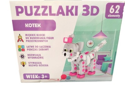 Puzzle piankowe 3D PUZZLAKI KOTEK 62 elem.