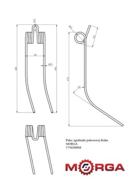 PIRŠTAS GRĖBTUVO POKOSOWEJ 57502000 KUHN MALOWANE PROSZKOWO MORGA, 5750200 