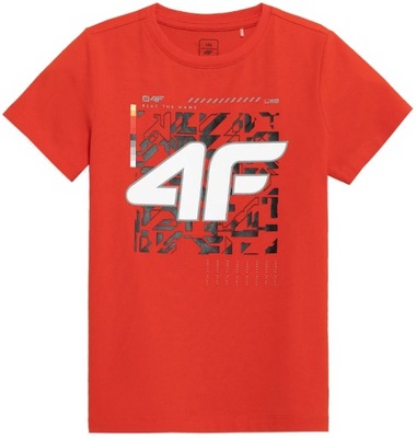 4F T-SHIRT CHŁOPIĘCY KOSZULKA _ JTSM008B _ czerwona _ r. 134