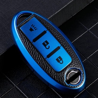 BLUE ATPU LEATHER AUTO KLUCZOWY CASING FOR NISSAN LEAF MICRA QAS  