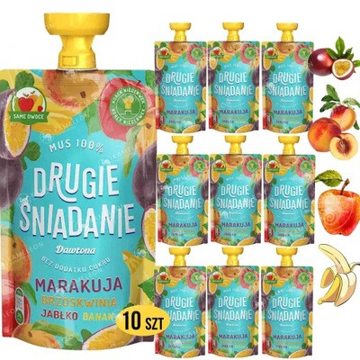 Dawtona DRUGIE ŚNIADANIE MUS owocowy 100% MARAKUJA BRZOSKWINIA 10 x100g 1KG