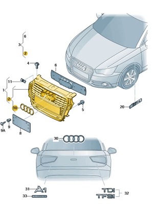 РЕШЁТКА РАДИАТОРА РЕШЁТКА БАМПЕРА ПЕРЕД AUDI A1 PRZEDLIFT ASO ОРИГИНАЛ