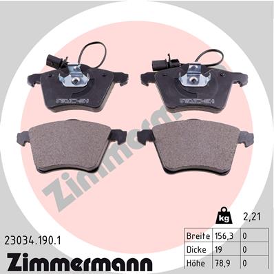 ZIMMERMANN 23034.190.1 PADS BRAKE  