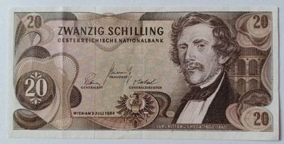 Banknot Austria 20 Szylingów 1967 rok