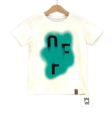 T-shirt bluzka MIMI OFF biały zielony r. 128 Krk
