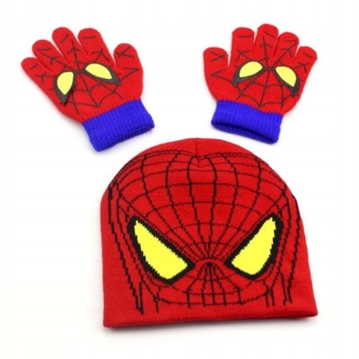 czapka zimowa + rękawiczki spiderman minionki