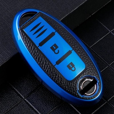 BLUE BTPU LEATHER AUTO KLUCZOWY OKLADKA DIFFUSORS NISSAN LEAF MICRA QASH  