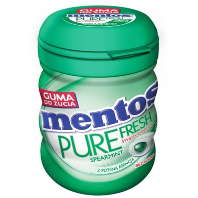 GUMY MIĘTOWE BEZ CUKRU MENTOS PURE SPEARMINT 60G