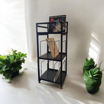 STOJAK REGAŁ PÓŁKA NA PŁYTY WINYLOWE CZARNY