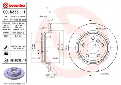 ГАЛЬМІВНІ ДИСКИ ГАЛЬМІВНІ ЗАД BREMBO 09.B338.11 09B33811