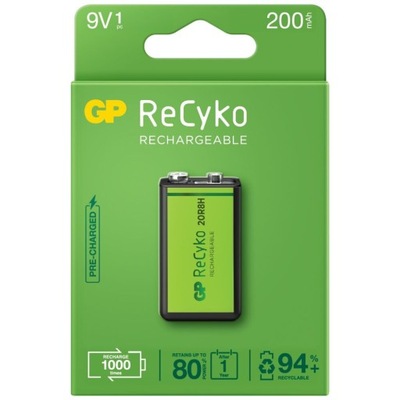 Akumulatorek bateria GP ReCyko+ 9V 6LR61 R9 200mAh