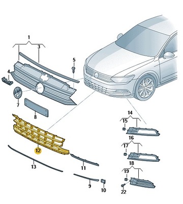 VW PASSAT B8 РЕШЕТКА БАМПЕРА НИЖНЯЯ OE 3G0853677F