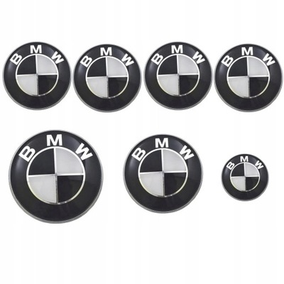 7 PCS BMW LOGO RATAI BAGAŽINĖS VARIKLIŲ DANGČIAI 82 74 4X56MM 