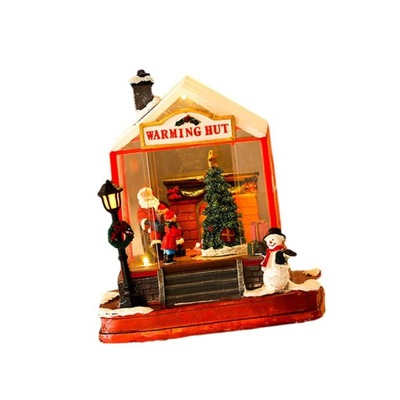 Podświetlana diodami LED pozytywka Christmas Village House na biurko Świętego Mikołaja