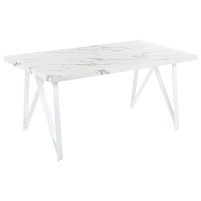 Stół do jadalni 160 x 90 cm efekt marmuru biały