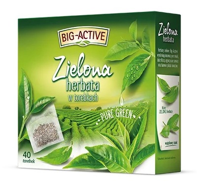 Big Active Herbata Zielona Pure Green 40 torebek