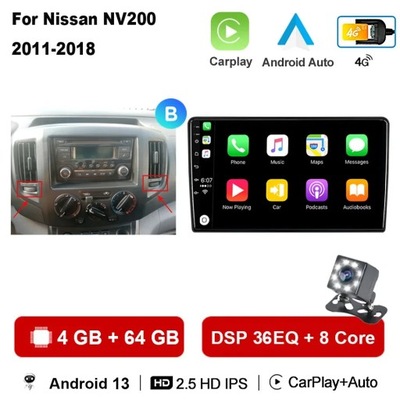 RADIO DE AUTOMÓVIL CON SYSTEMEM ANDROID 13 PARA NISSAN NV200 2011 2015 2016 2017-2018 CARPLAY AUTO  