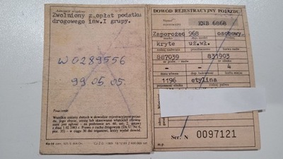 DOWÓD KOLEKCJONERSKI ZAPOROŻEC 968 1979