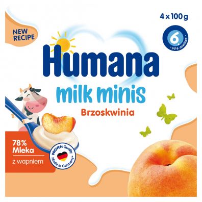 Humana Milk Minis Deserek jogurtowy o smaku brzoskwiniowym po 6 msc 4x100 g