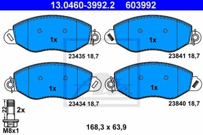 ZAPATAS DE FRENADO PARTE DELANTERA ATE 13.0460-3992.2  