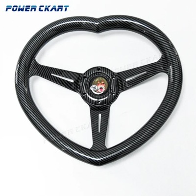 UNIVERSAL 14 PULGADAS NEGRO CARBÓN LOOK HEART SHAPE VOLANTE RACING ~17217  