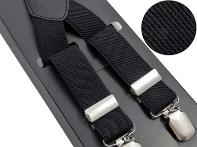 Czarne wąskie szelki do spodni Unisex - 2,5cm