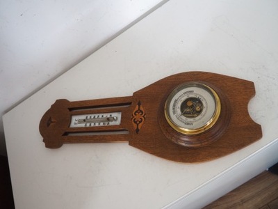 Barometr termometr drewniany art deco
