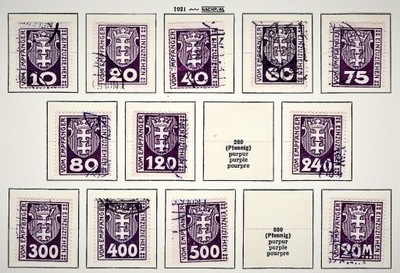 W.M.G. zestaw 69, znaczki urzędowe 1 X 1921 r.