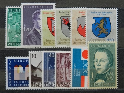 Liechtenstein - Mi. 437 - 448 ** - Rocznik 1964 r.