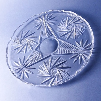 PIUĘKNA kryształowa patera taca TORTOWNICA