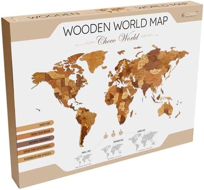Drewniana mapa świata EWA Wooden World Map OPIS!!!