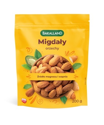 Migdały całe orzechy Bakalland 200g naturalne świeże duże JAKOŚĆ PREMIUM