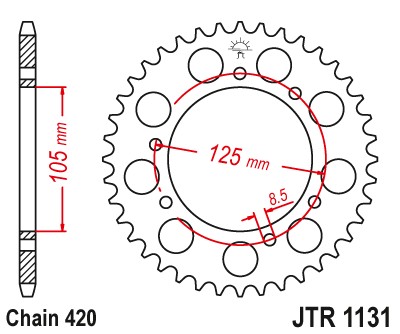 ЗУБЧАТКА ЗАДНЯЯ СТАЛЬНОЙ JTR1131-52 52Z РАЗМЕР 420