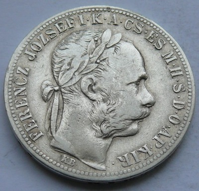 WĘGRY - 1 forint 1887 r. - Franciszek Józef I - srebro Ag