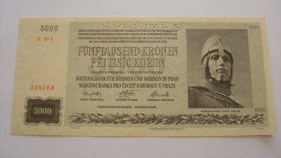 Banknot Protektorat Czech i Moraw 5000 koron 1944 - WZÓR SPECIMEN