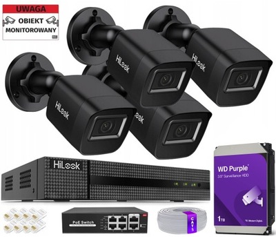 ZESTAW DO MONITORINGU DOMU 4 KAMERY IP ZEWNĘTRZNE 4Mpx HILOOK BY HIKVISION