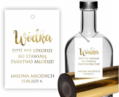 Zawieszki na alkohol wódkę weselną złocone 100 szt