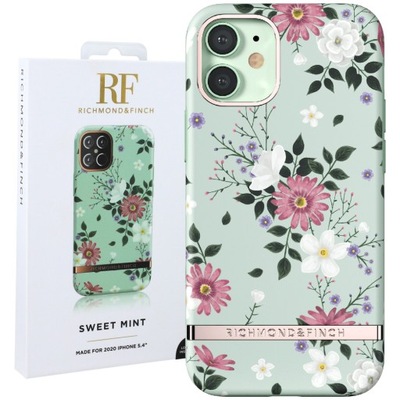 Etui Richmond & Finch Case do iPhone 12 Mini, zielony w kwiaty, miętowy