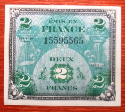 Okupacja Francji 1944 r. 2 franki 15595565 unc