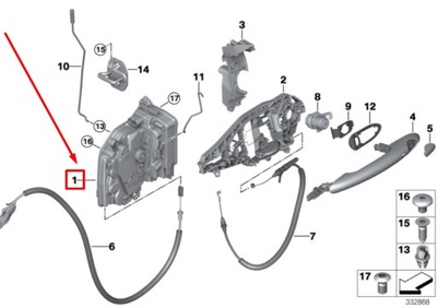 Mini cabrio f57 передня частина left door lock 7281935 51217281935 фото №1