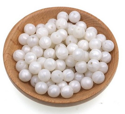Koraliki silikonowe okrągłe 2szt 12mm białe perła