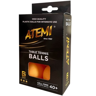 PIŁECZKI DO PING PONGA TENISA STOŁOWEGO ATEMI *** POMARAŃCZOWE 6 SZT.