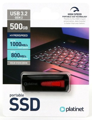 Pendrive Platinet SSD 500GB USB 3.2 1000 MB/s